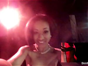 pornographic star skin Diamond plays with toy in the shower