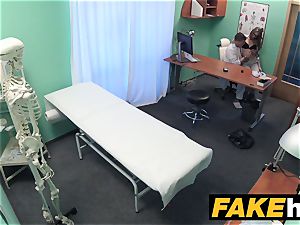 faux clinic sexy reporter gets to the point with fellatio
